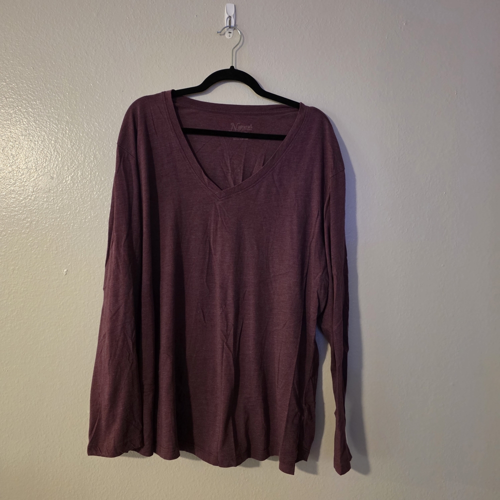 Natural Reflections Women's Long Sleeve V-Neck Top - Burgundy